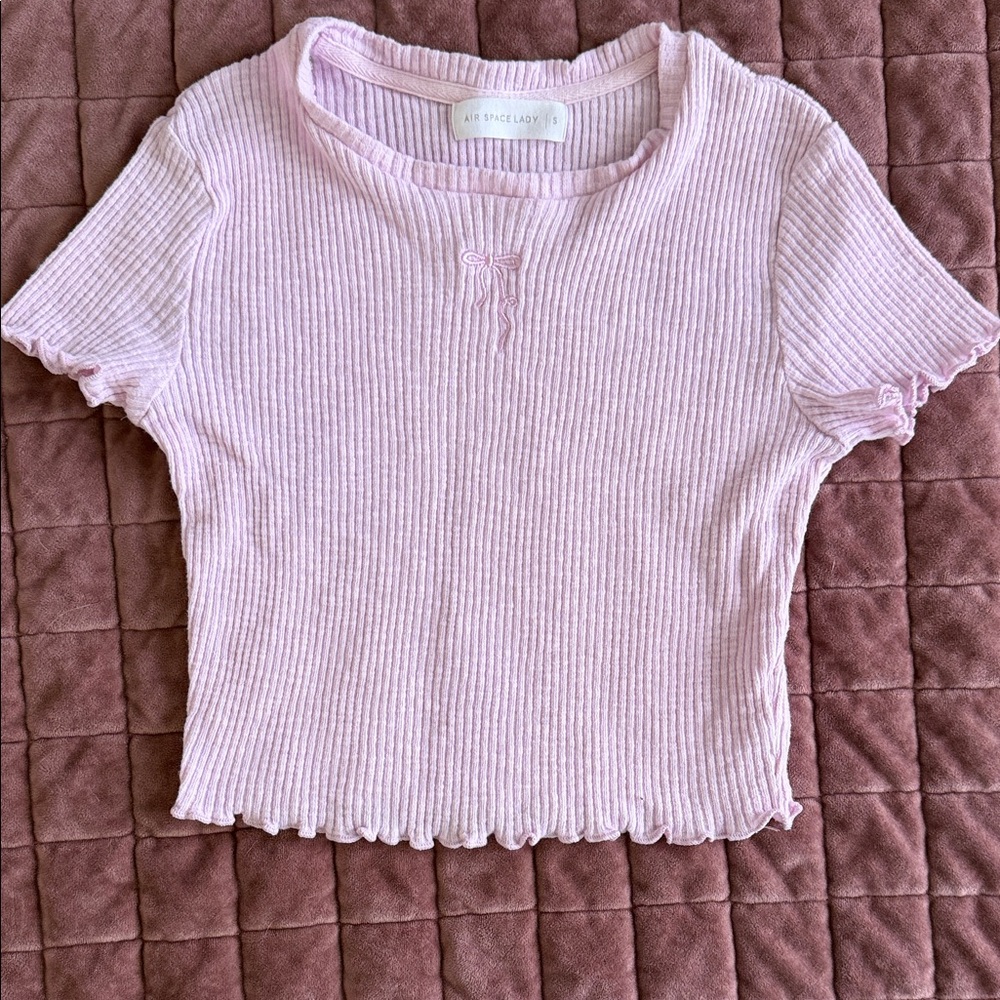 Light Pink Ribbed Crop Top